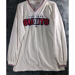 NFL New York Giants Mens Large Long Sleeve V Neck Shirt White Football